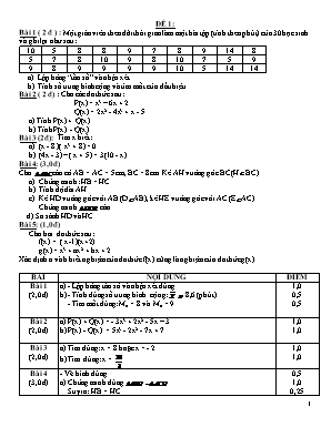 14 Đề ôn thi học kì II môn Toán Lớp 7 (Có đáp án)